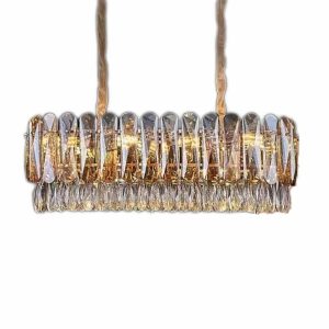 Candelabru Cristal, Elit's EsnH98047-300x800, 8 X E27, Auriu, 80 cm