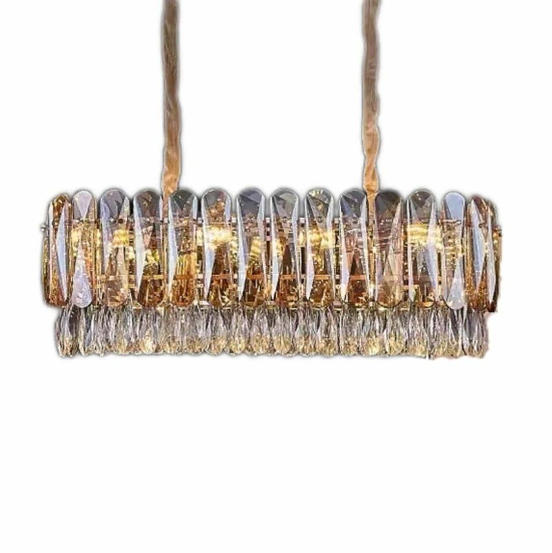 Candelabru Cristal, Elit's EsnH98047-300x800, 8 X E27, Auriu, 80 cm