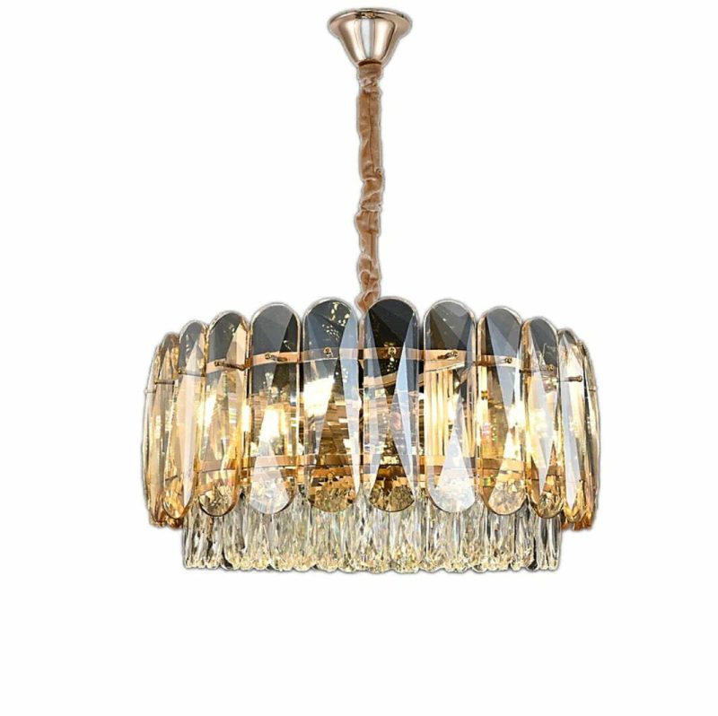 Candelabru Cristal, Elit's EsnH98047-400, 5 X E27, Auriu, 40 cm