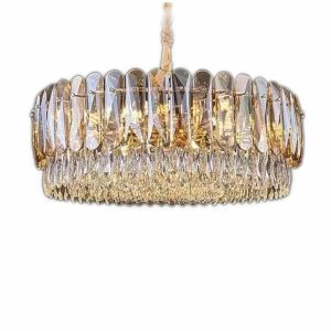 Candelabru Cristal, Elit's EsnH98047-500, 6 X E27, Auriu, 50cm
