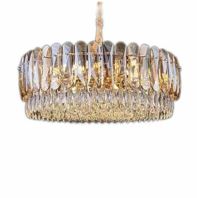 Candelabru Cristal, Elit's EsnH98047-500, 6 X E27, Auriu, 50cm