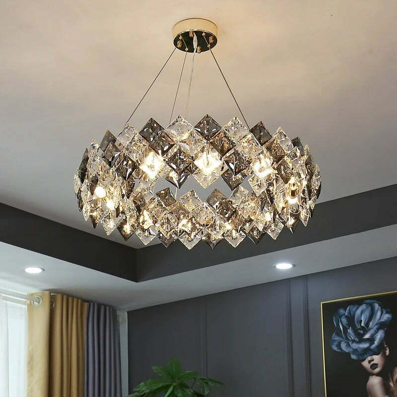 Candelabru Cristal, Elit's EsnWL348-500, 6 X E14, Auriu, 50 cm