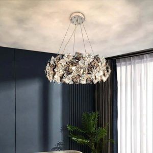 Candelabru Cristal, Elit's EsnWL348-500, 6 X E14, Auriu, 50 cm