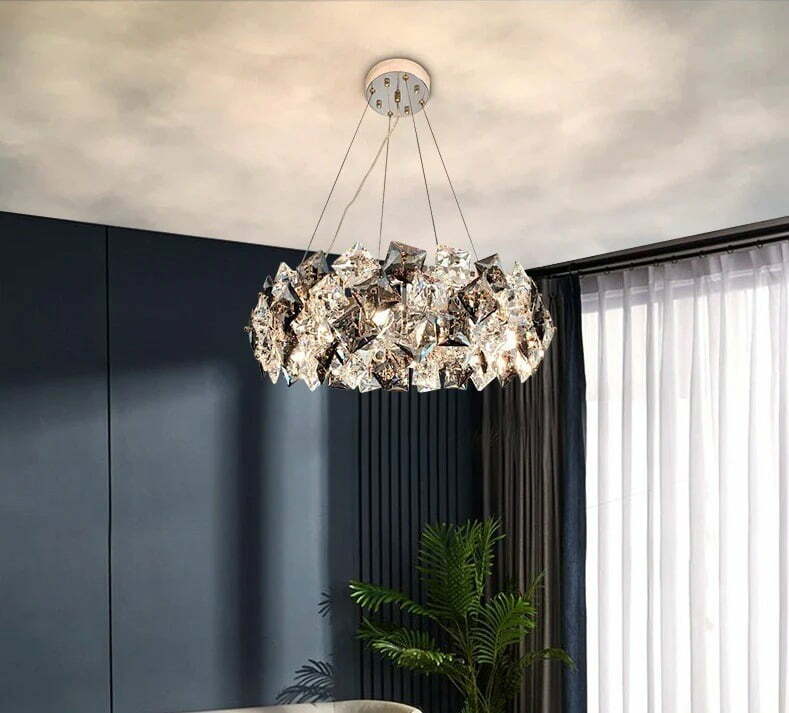 Candelabru Cristal, Elit's EsnWL348-500, 6 X E14, Auriu, 50 cm
