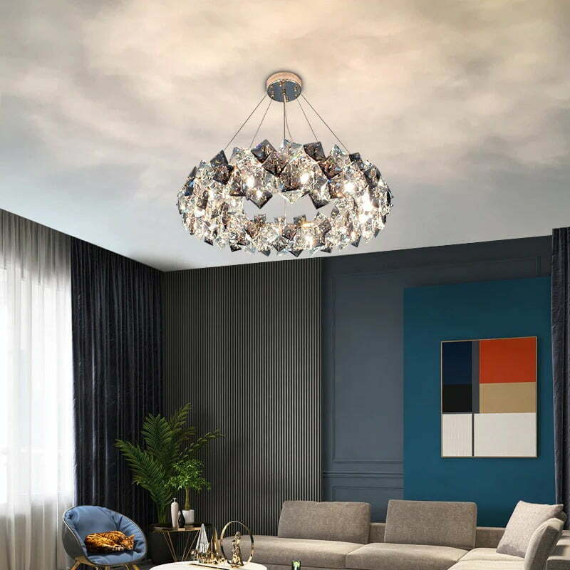 Candelabru Cristal, Elit's EsnWL348-500, 6 X E14, Auriu, 50 cm