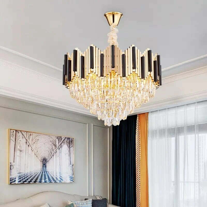 Candelabru Cristal, Elit's EsnZL9002-500,  8 X E27, Auriu, 50 cm