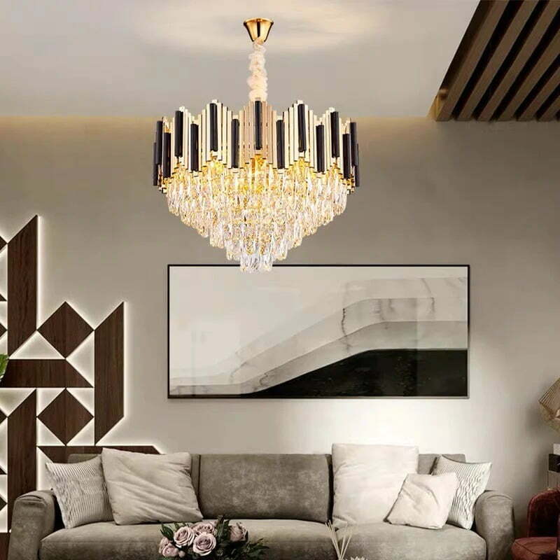 Candelabru Cristal, Elit's EsnZL9002-500,  8 X E27, Auriu, 50 cm