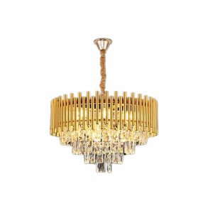 Candelabru Elit's Esn777R, Cristal, Metal, 8 X E27, Auriu 50cm