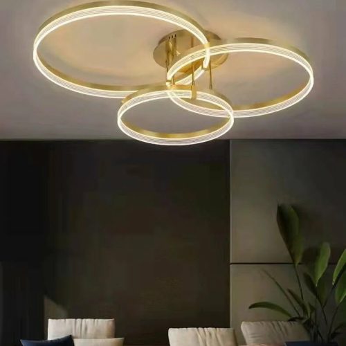 Lustra LED Cu Telecomanda, Elit's Esn F2330-3, 148W, Auriu