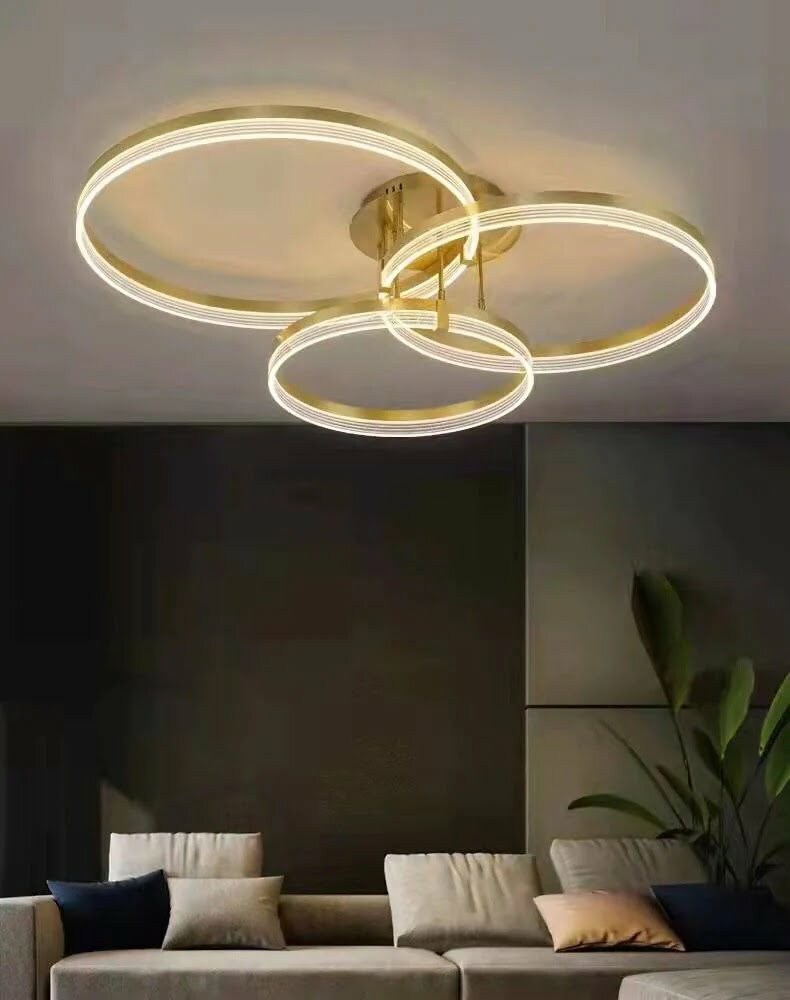 Lustra LED Cu Telecomanda, Elit's Esn F2330-3, 148W, Auriu