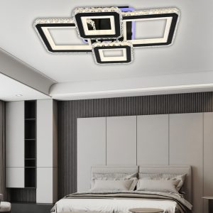 L7965-2+2C BK+CR Lustra LED Cu Telecomanda, Elit's Cristal, 2-2 Patrate, Negru, 160 W, RGB