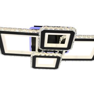 L7965-2+2C BK+CR Lustra LED Cu Telecomanda, Elit's Cristal, 2-2 Patrate, Negru, 160 W, RGB