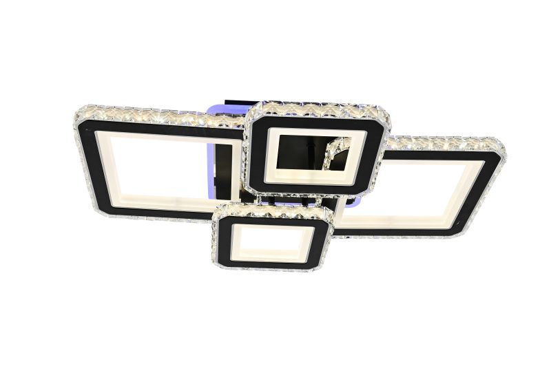 L7965-2+2C BK+CR Lustra LED Cu Telecomanda, Elit's Cristal, 2-2 Patrate, Negru, 160 W, RGB