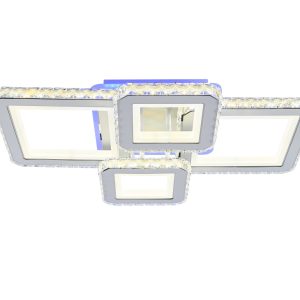 Lustra LED Cu Telecomanda, Elit's Cristal, 2-2 Patrate, Alb, 160 W, RGB