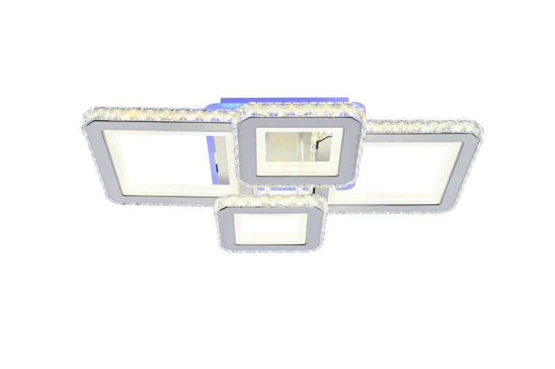 Lustra LED Cu Telecomanda, Elit's Cristal, 2-2 Patrate, Alb, 160 W, RGB