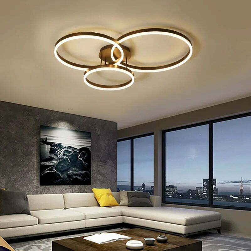 Lustra LED Cu Telecomanda, Elit's Esn5185-3 CF, 160w, Maro Coffee