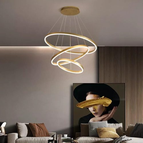 Lustra LED Cu Telecomanda, Elit's Esn5205-3F, Gold, 160w