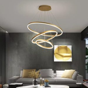 Lustra LED Cu Telecomanda, Elit's Esn5205-3F, Gold, 160w