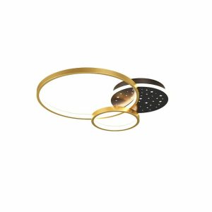 Lustra LED Cu Telecomanda, Elit's Esn C56R, 106W, Negru-Auriu
