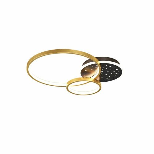 Lustra LED Cu Telecomanda, Elit's Esn C56R, 106W, Negru-Auriu