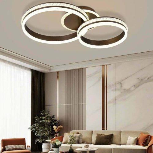 Lustra LED Cu Telecomanda, Elit's EsnC871-2A CF, 160w, Maro Coffee