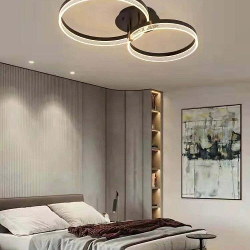 Lustra LED Cu Telecomanda, Elit's Esn F2330-2, Maro, 84w, 65 cm