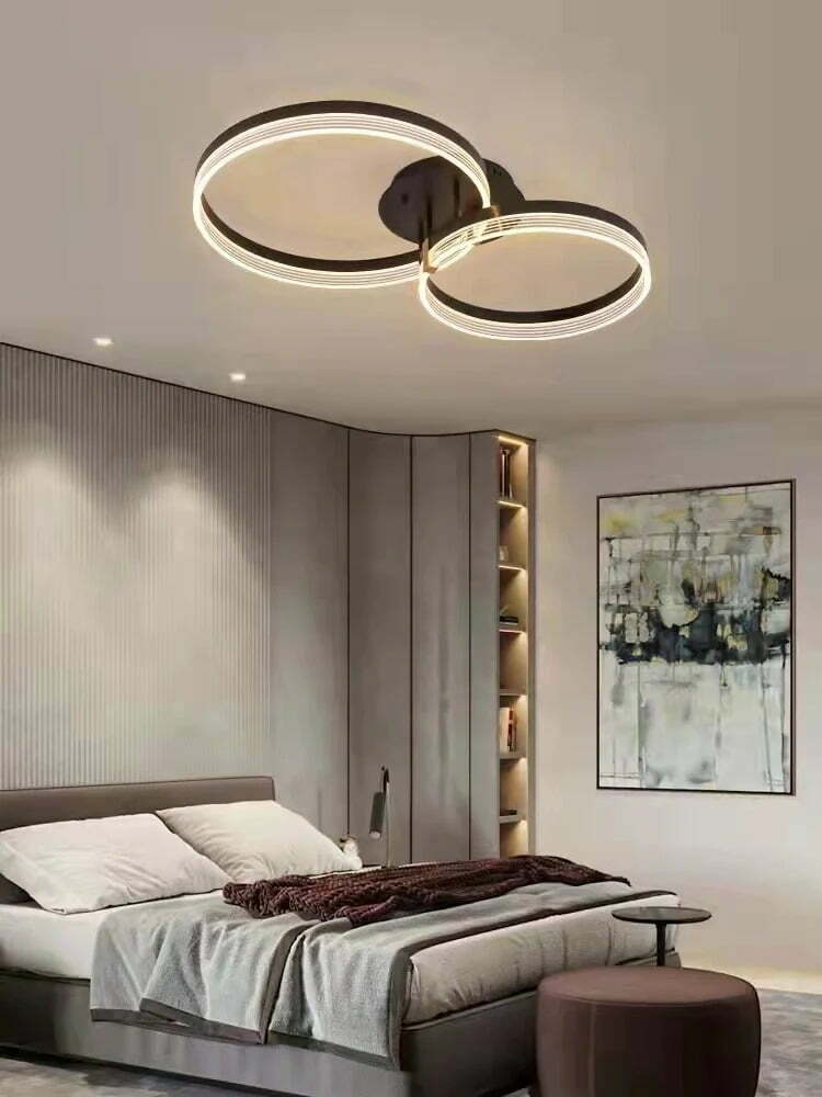 Lustra LED Cu Telecomanda, Elit's Esn F2330-2, Maro, 84w, 65 cm