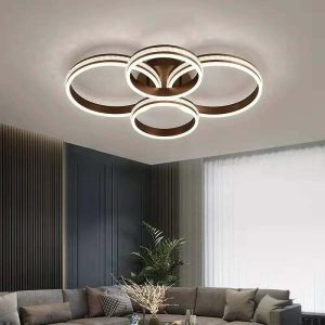 Lustra LED Cu Telecomanda, Elit's Esn F2332 -2+2 r m, Intensitate Reglabila, 340W, Maro