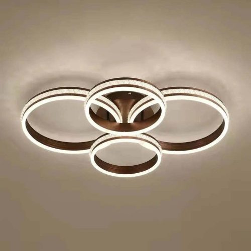 Lustra LED Cu Telecomanda, Elit's Esn F2332 -2+2 r m, Intensitate Reglabila, 340W, Maro