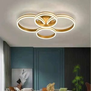 Lustra LED Cu Telecomanda, Elit's EsnF2332/2+2r, Intensitate Reglabila, 340W, Gold