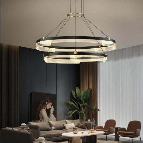 Lustra LED Cu Telecomanda, Elit's EsnF6600-2, 160w, Negru