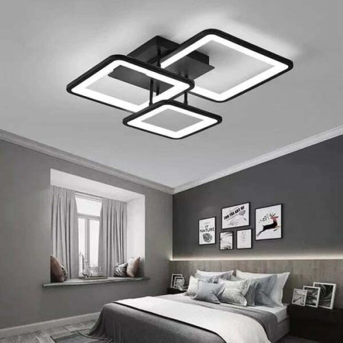 Lustra LED Cu Telecomanda, Elit's Esn K002-3r, negru mat 112 W