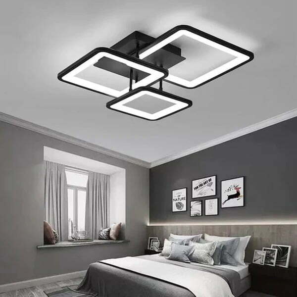 Lustra LED Cu Telecomanda, Elit's Esn K002-3r, negru mat 112 W