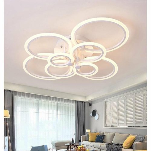 Lustra LED Cu Telecomanda, Elit's Esn K38/8, 250W, Alb