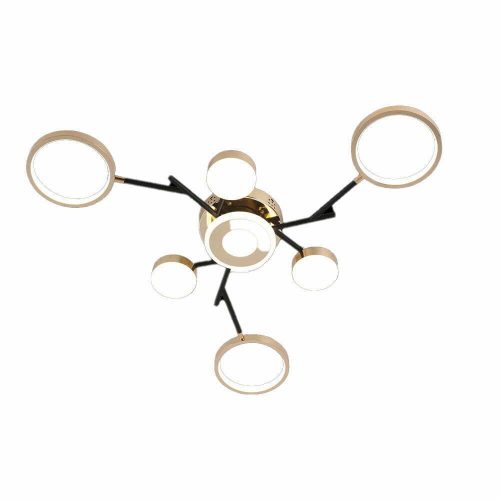 Lustra LED Cu Telecomanda, Elit's Esn R9030-7, 134W, Negru/Auriu
