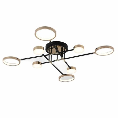 Lustra LED Cu Telecomanda, Elit's Esn R9049-8, 144W, Negru/Auriu