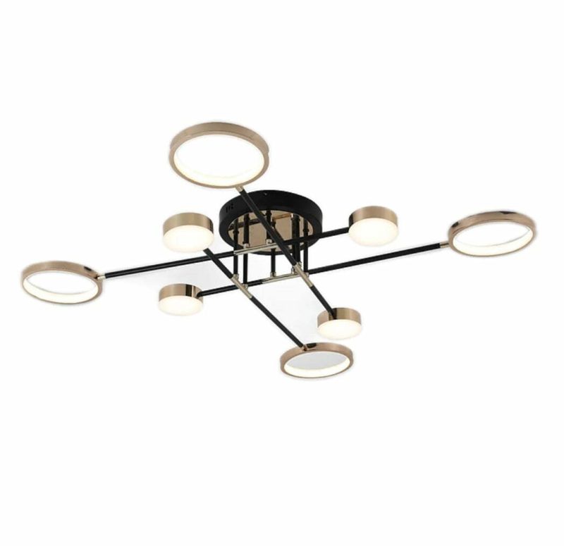 Lustra LED Cu Telecomanda, Elit's Esn R9049-8, 144W, Negru/Auriu