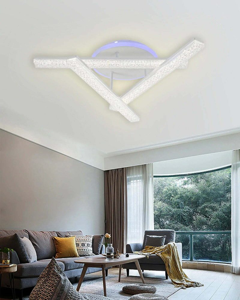 Lustra LED Cu Telecomanda, Elit's Es nR9050 3C, Cu Telecomanda, 3 Tipuri De Lumina Plus Lumina RGB, Intensitate Reglabila, 104W, Alb