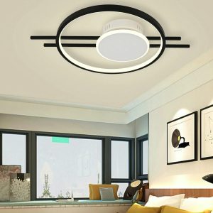 Lustra LED Cu Telecomanda, Elit's Esn R90561R, Intensitate Reglabila, 62W, Negru Alb