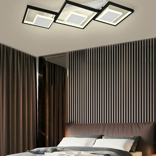 Lustra LED Cu Telecomanda, Elit's Esn R9059 S1, 3 Tipuri De Lumina, Intensitate Reglabila, 126W, Alb/Negru