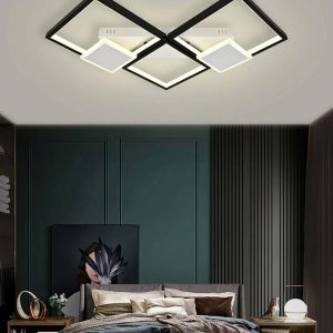 Lustra LED Cu Telecomanda, Elit's Esn R9059 S2 r, Intensitate Reglabila, 120W, Alb Negru
