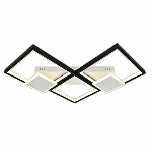 Lustra LED Cu Telecomanda, Elit's Esn R9059 S2 r, Intensitate Reglabila, 120W, Alb Negru