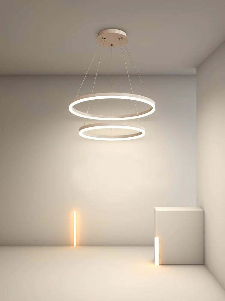 Lustra LED Tip Pendul , Model F310/2, Cu Telecomanda,Elit's  3 Tipuri De Lumina, Inaltime Reglabila, 120W, Alb