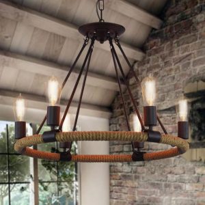 Lustra Pendul Rustic Elit's, Esn8456-6P, 6 X E27, Inaltime Reglabila