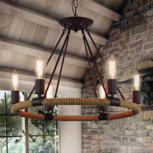 Lustra Pendul Rustic Elit's, Esn8456-6P, 6 X E27, Inaltime Reglabila