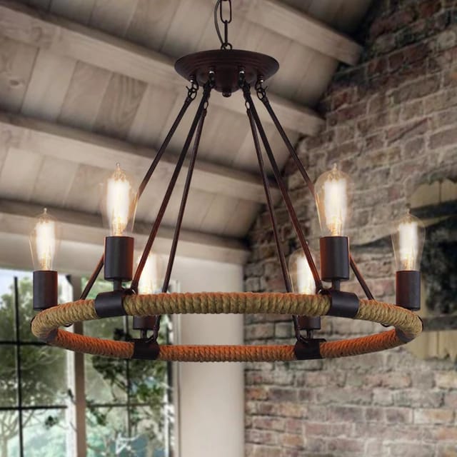 Lustra Pendul Rustic Elit's, Esn8456-6P, 6 X E27, Inaltime Reglabila