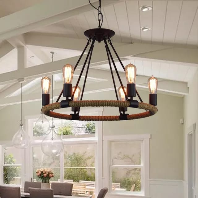 Lustra Pendul Rustic Elit's, Esn8456-6P, 6 X E27, Inaltime Reglabila