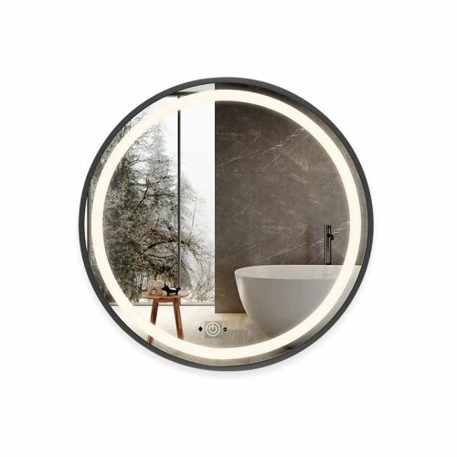 Oglinda Baie Led Cu Senzor, 70cm, Rama Negru Mat, EVDJ29