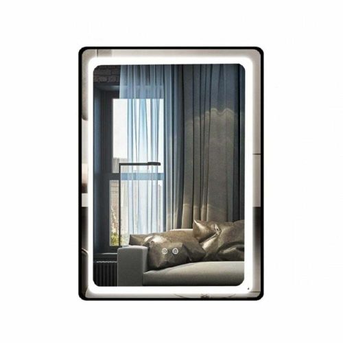 Oglinda Led Si Touch Cu Functie Dezaburire, EVDJ24, Rama Aluminiu Negru 60X80Cm