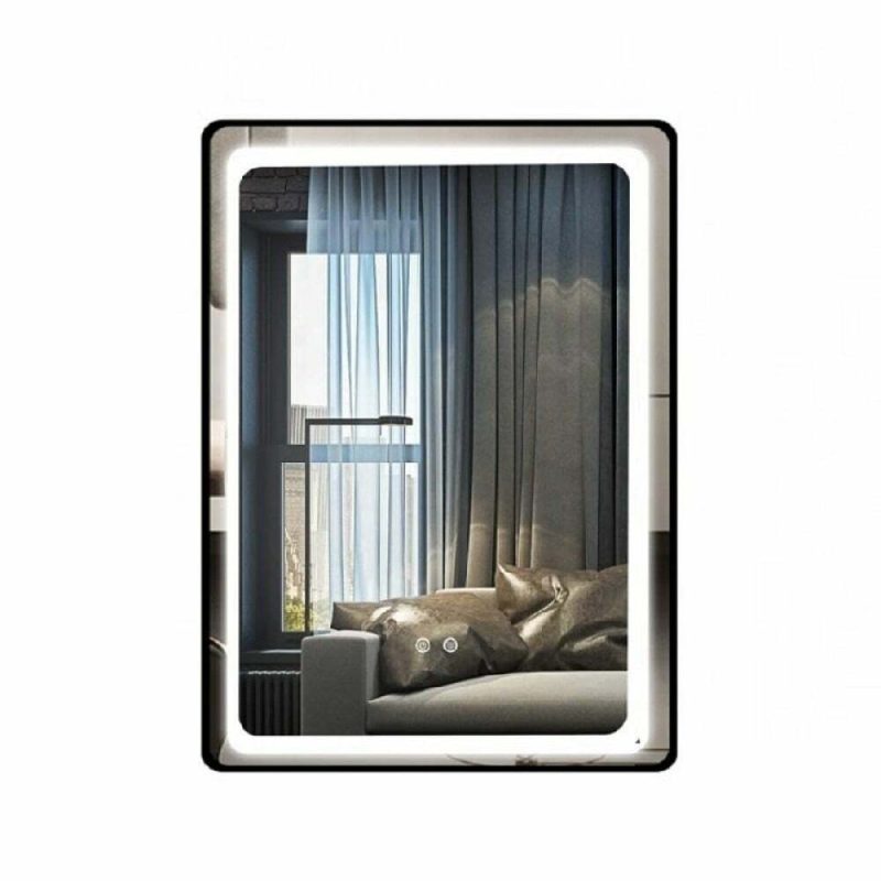 Oglinda Led Si Touch Cu Functie Dezaburire, EVDJ24, Rama Aluminiu Negru 60X80Cm
